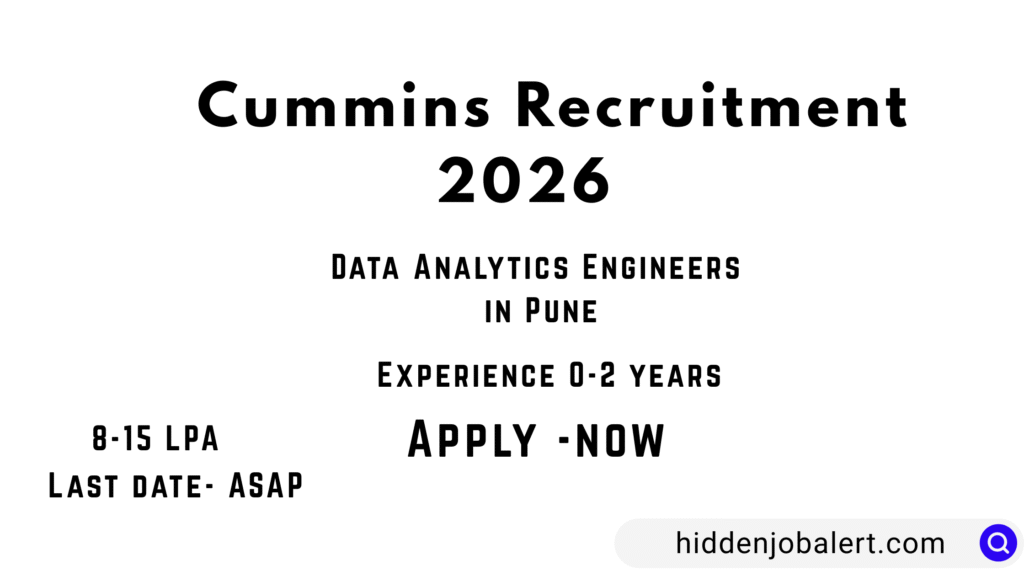 Cummins Recruitment 2026 Data Analytics Engineer Job Notification
